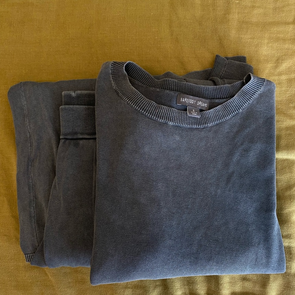 Barefoot Dreams Sun Bleached Culotte and Pullover Sweater Set